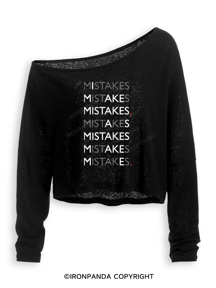 I MAKE MISTAKES AS MISTAKES MAKE ME Off Shoulder Long Sleeve Crop Top