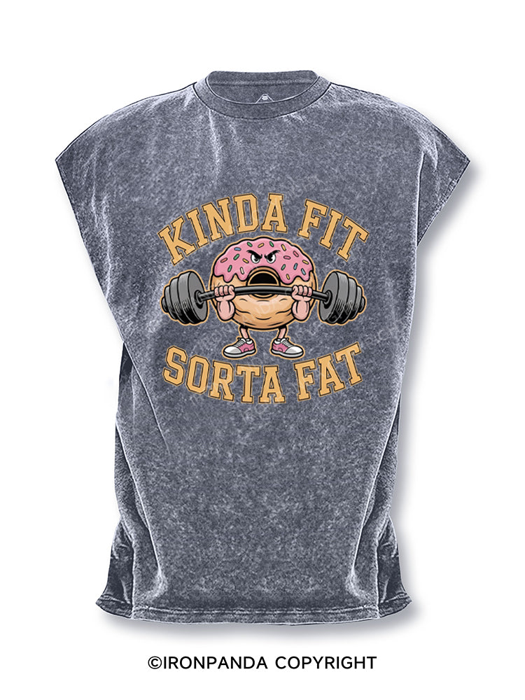 Kinda Fit Sorta Fat Donut Powerlifting Cut Off Tank