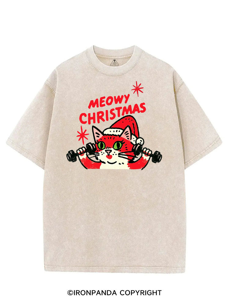 MEOWY CHRISTMAS RETRO CAT CHRISTMAS VINTAGE GYM SHIRT