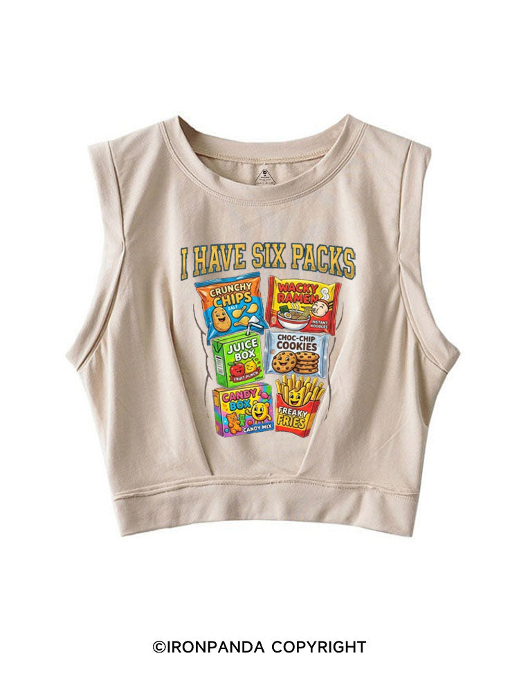 I HAVE SIX PACKS FUNNY JUNK FOOD ABS SLEEVELESS CROP TOPS