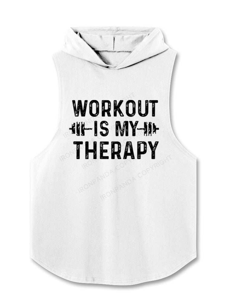 workout is my therapy Hooded Tank