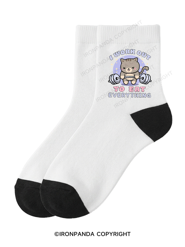 I WORK OUT TO EAT EVERYTHING Crew Socks