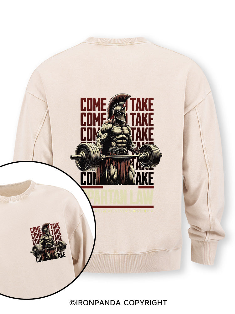 spartan law Double-Sided Printed Washed Sweatshirt