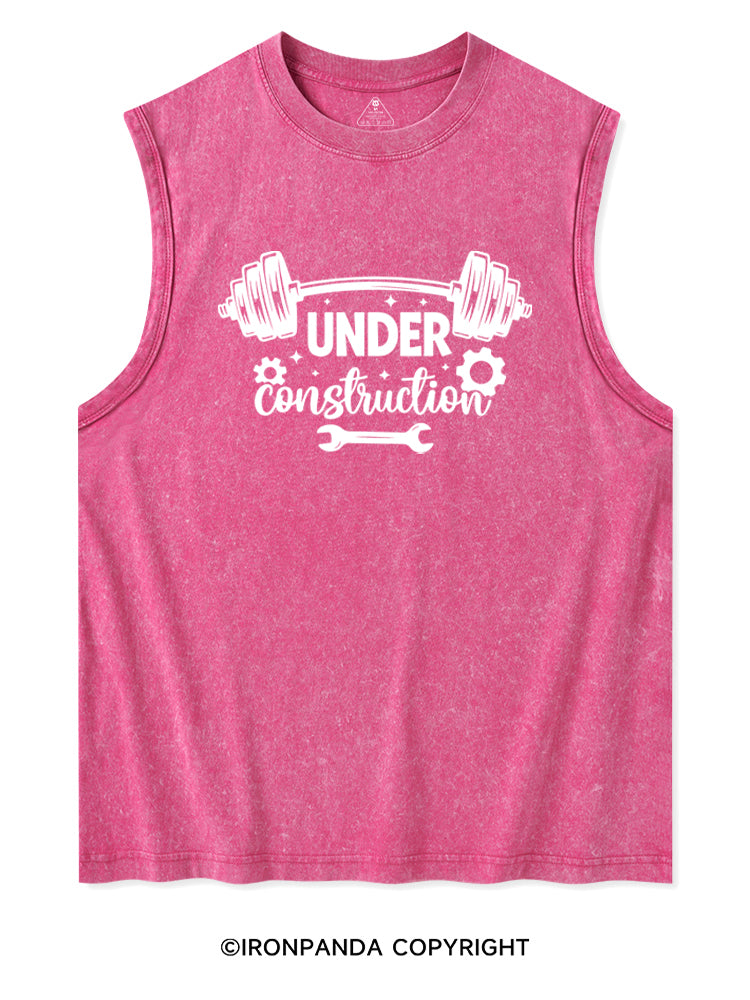 UNDER CONSTRUCTION FUNNY WORKOUT Washed Tank