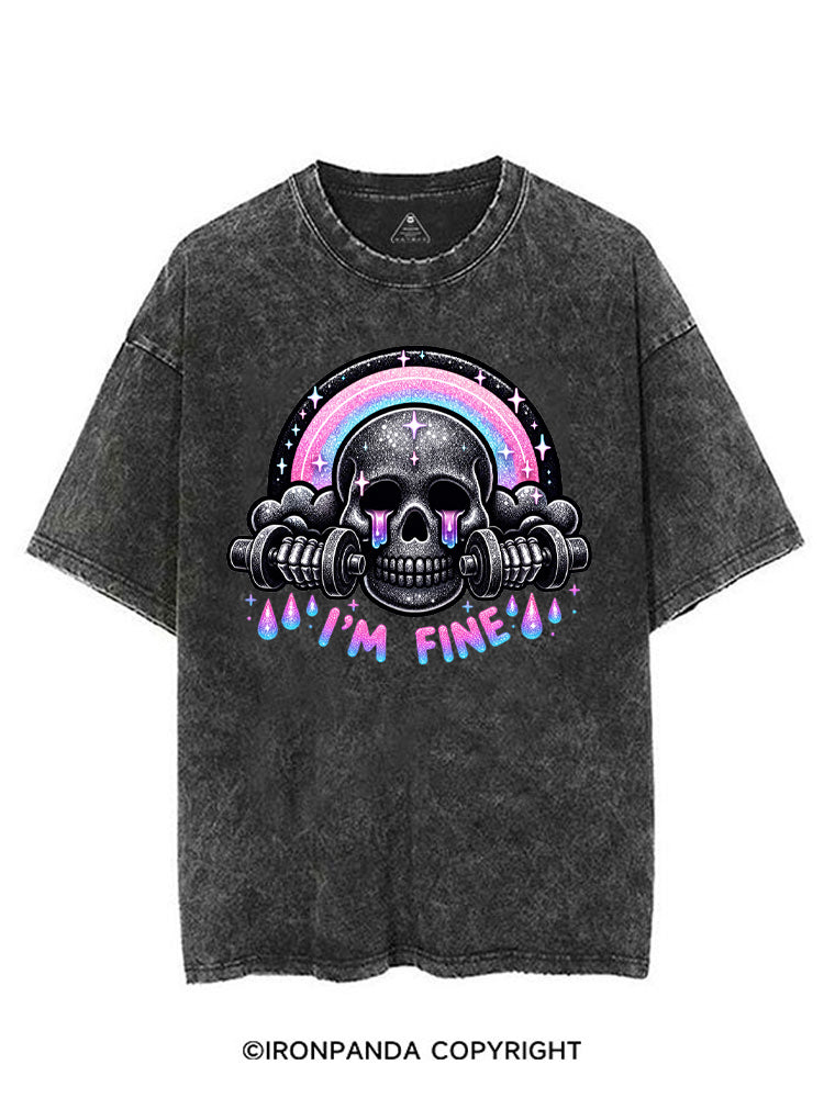 I'M FINE SPARKLE SKELETON VINTAGE GYM SHIRT