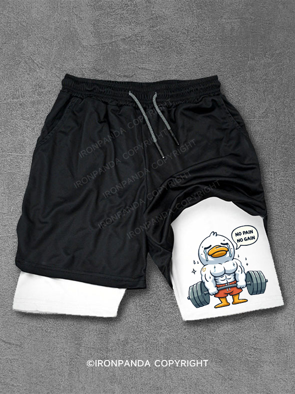 no pain no gain duck Performance Training Shorts