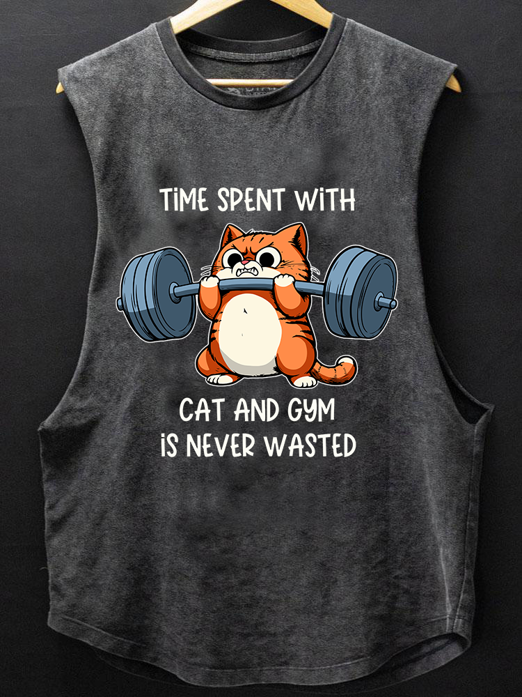 TIME SPENT WITH CAT AND GYM BOTTOM COTTON TANK