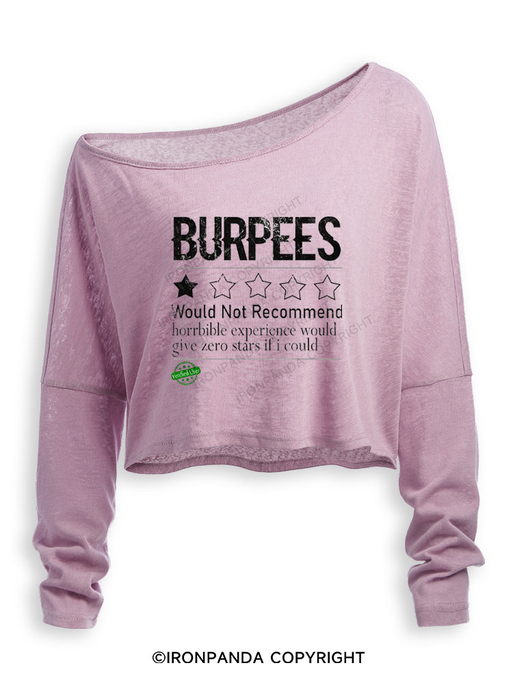 BURPEES 1 STAR WOULD NOT RECOMMEND Off Shoulder Long Sleeve Crop Top
