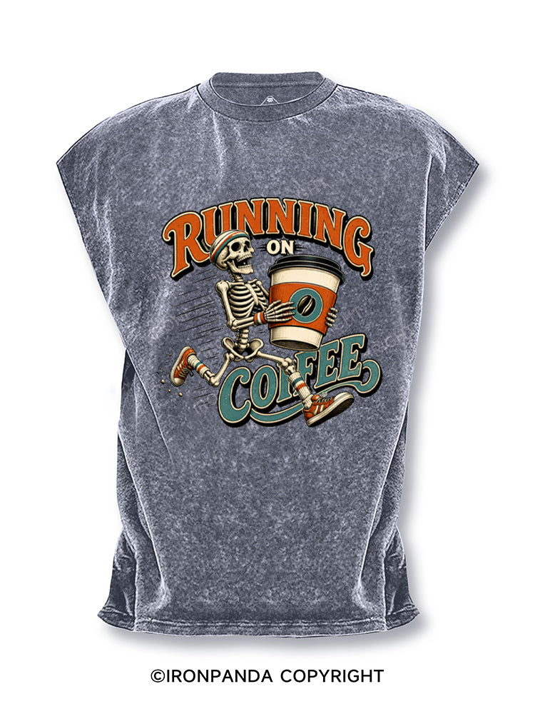 Running on Coffee Skeleton Cut Off Tank