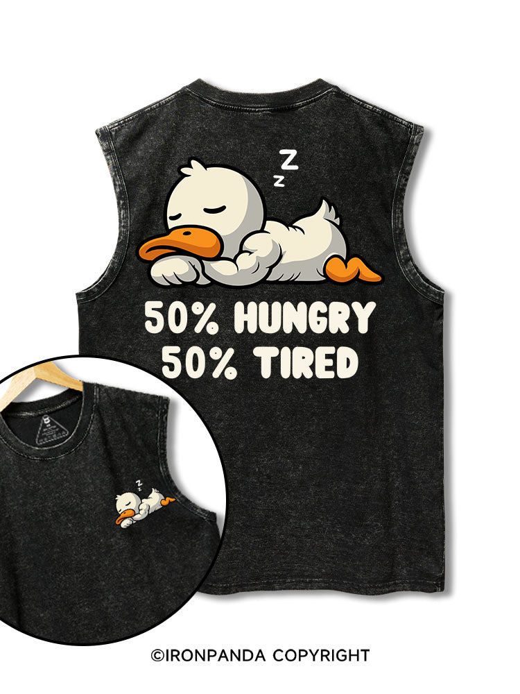 50% hungry 50% tired duck printed Washed Gym tank