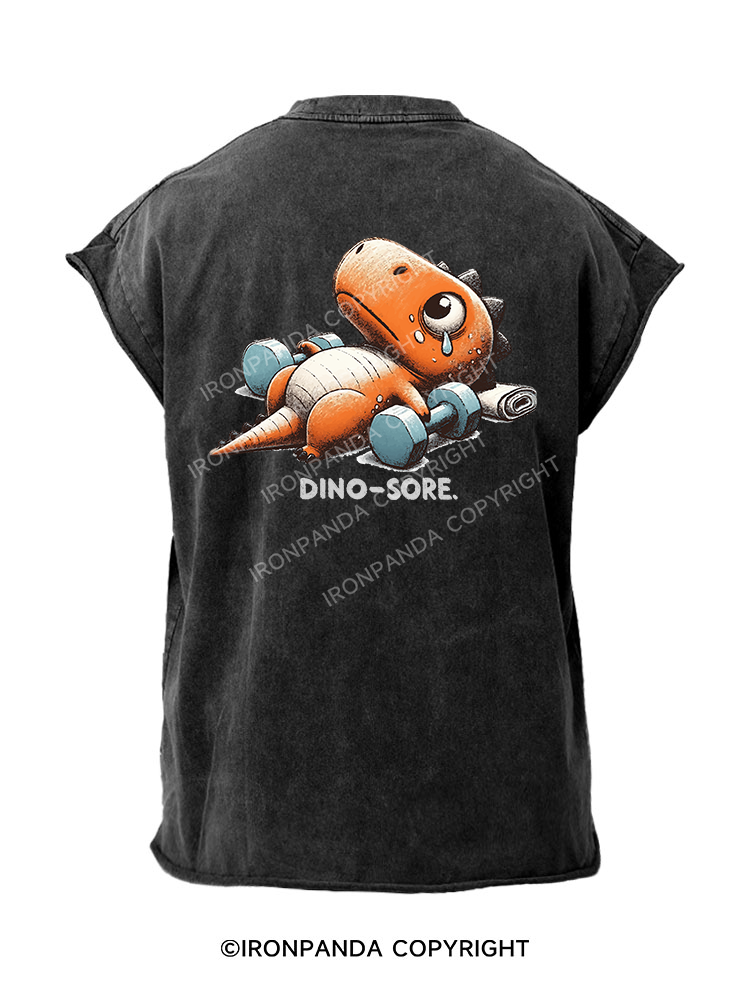 Dino-Sore After Back Printed Cut Off Tank