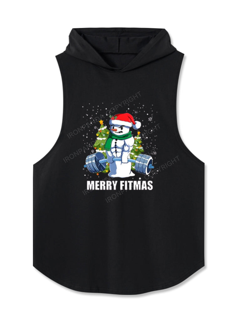 Merry Fitmas snowman Hooded Tank