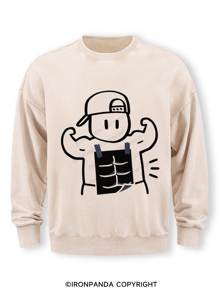 Look at my abs! Washed Sweatshirt