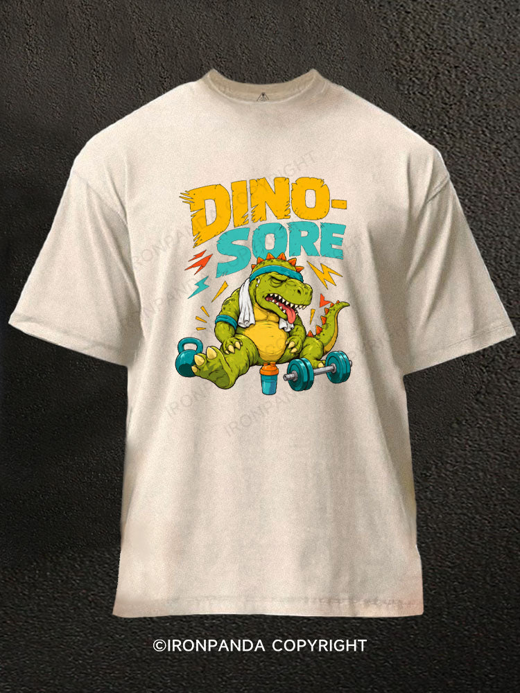 Dino Sore Gym Workout Exercise Washed Gym Shirt