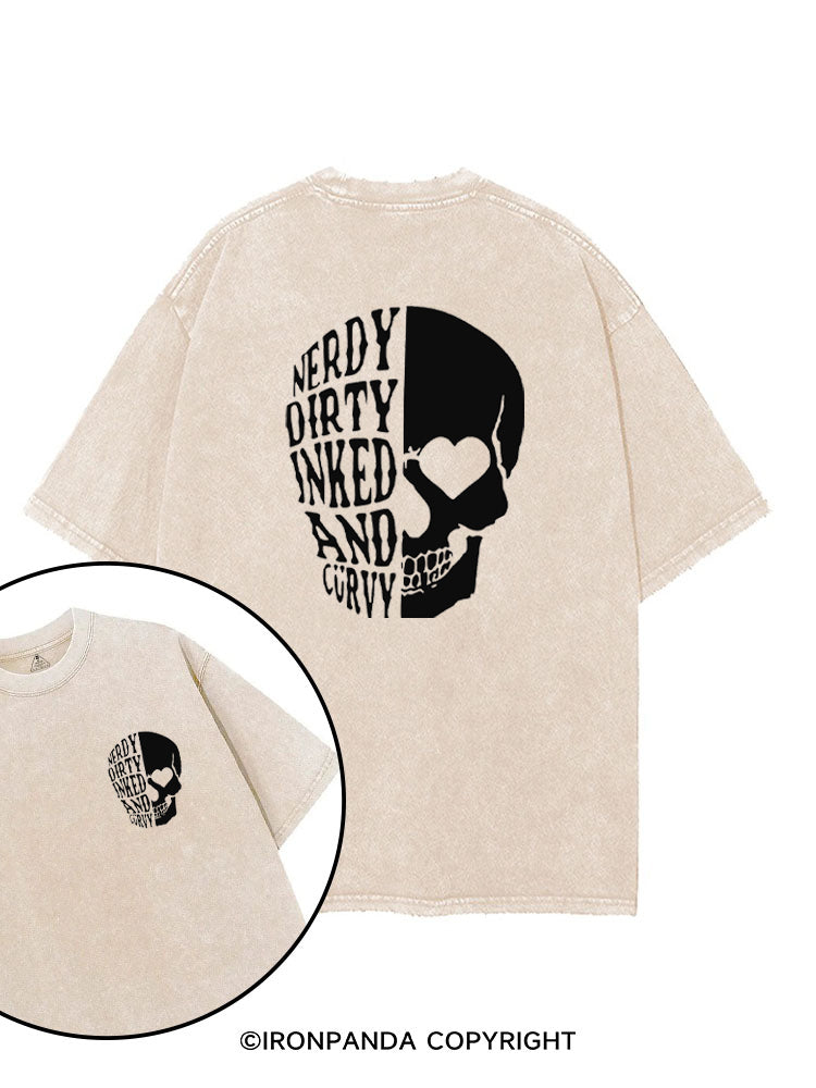 Nerdy Dirty Inked and Curvy printed Gym Shirt