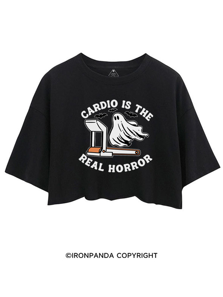 CARDIO IS THE REAL HORROR HALLOWEEN CROP TOPS