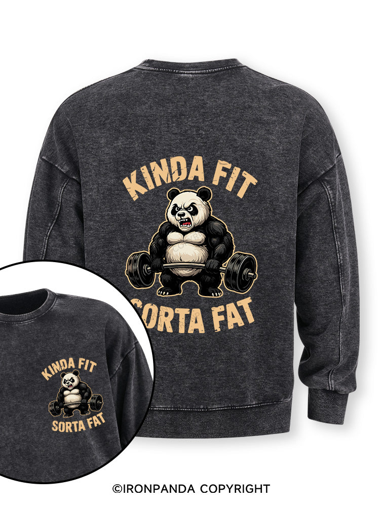 KINDA FIT SORTA FAT PANDA Double-Sided Printed Washed Sweatshirt