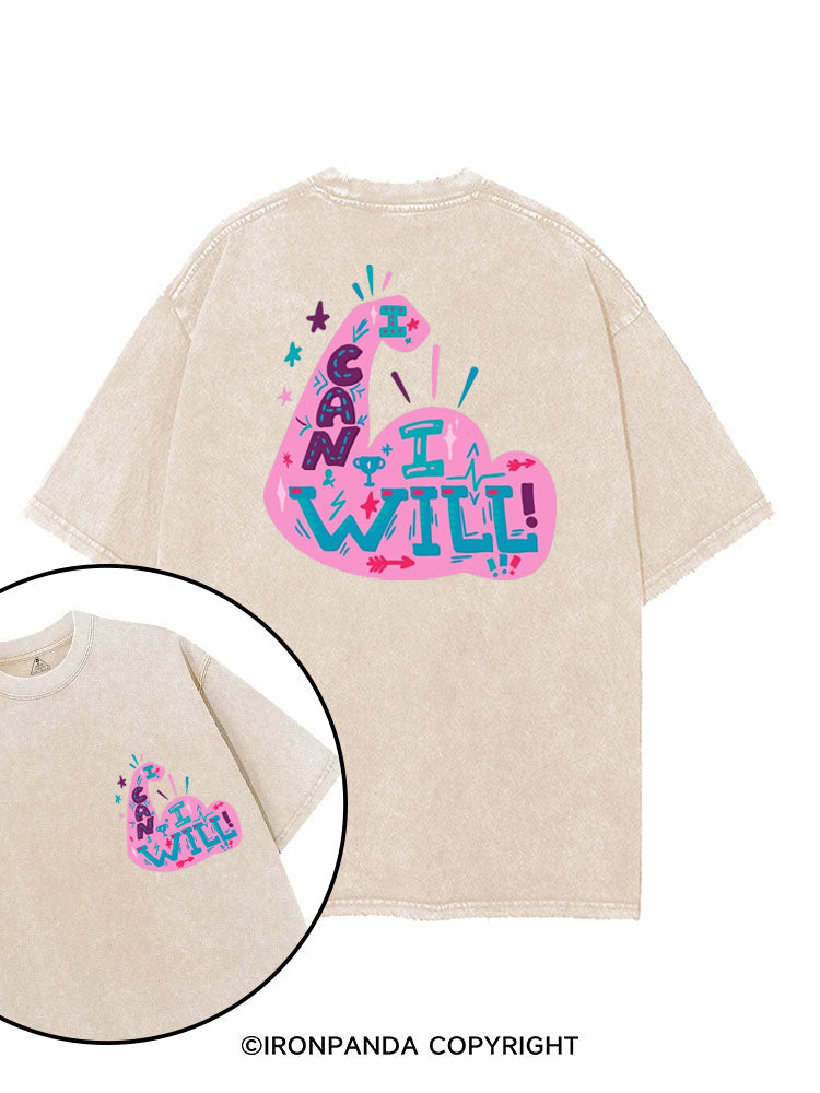 I CAN AND I WILL STRONG MUSCLE printed Gym Shirt