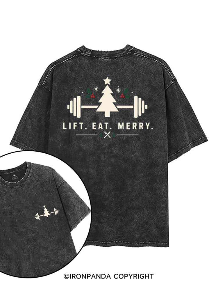 LIFT. EAT. MERRY printed Gym Shirt