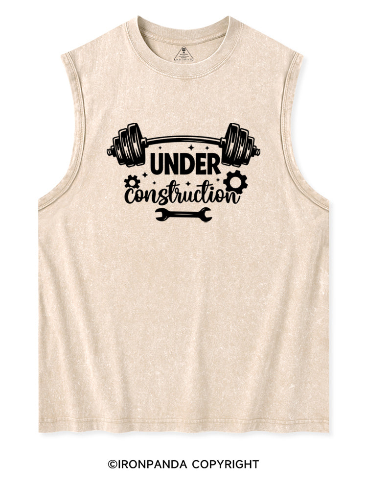UNDER CONSTRUCTION FUNNY WORKOUT Washed Tank
