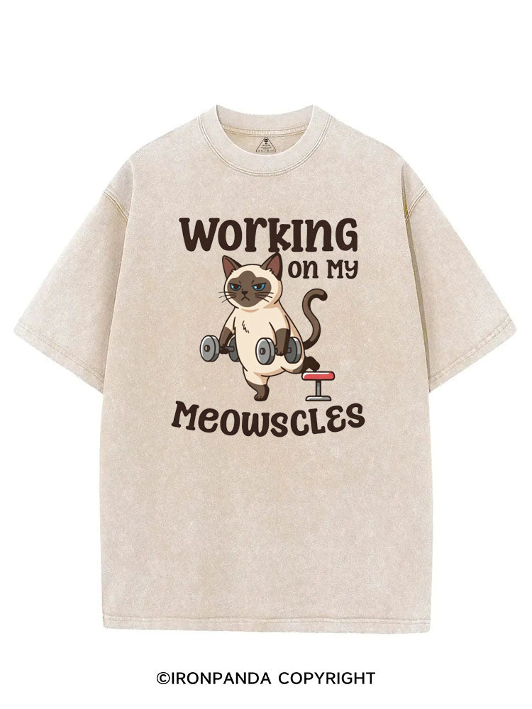 WORKING ON MY MEOWSCLES GYM KITTY VINTAGE GYM SHIRT