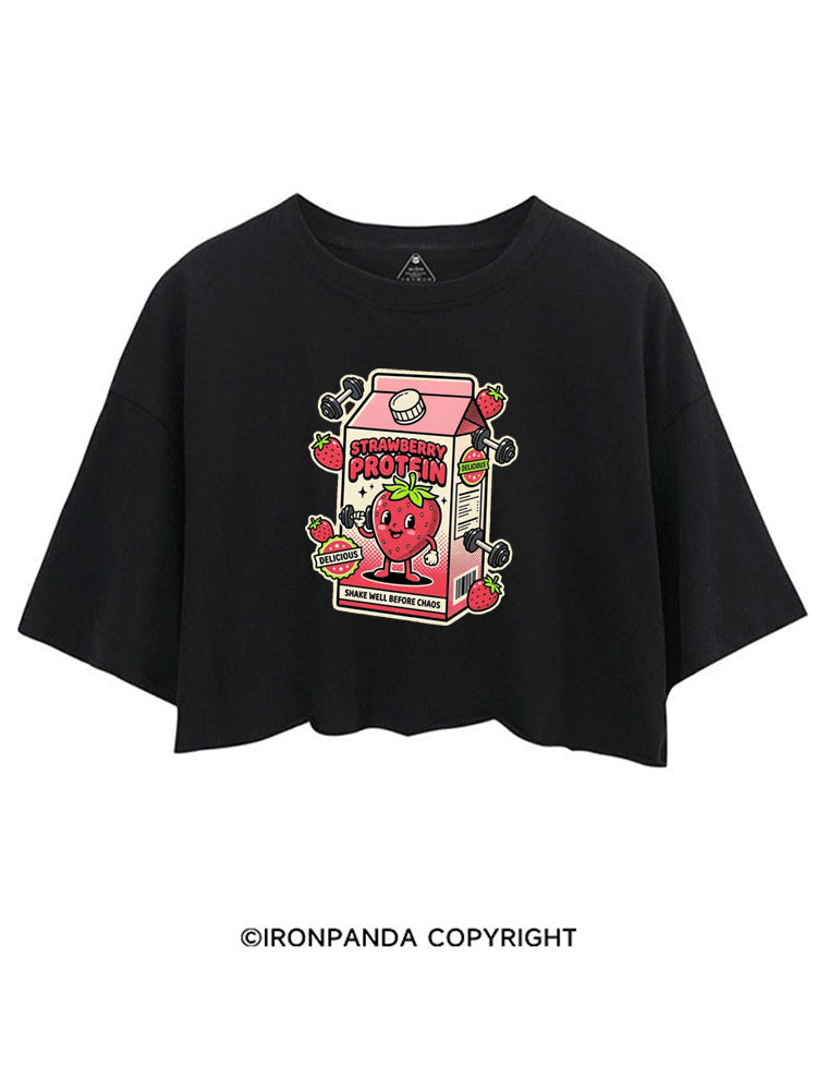 STRAWBERRY PROTEIN SHAKE WELL BEFORE CHAOS CROP TOPS