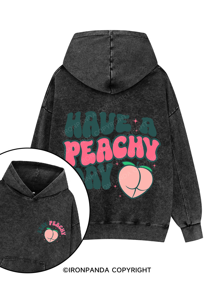 Have a Peachy Day Printed Washed Gym Hoodie