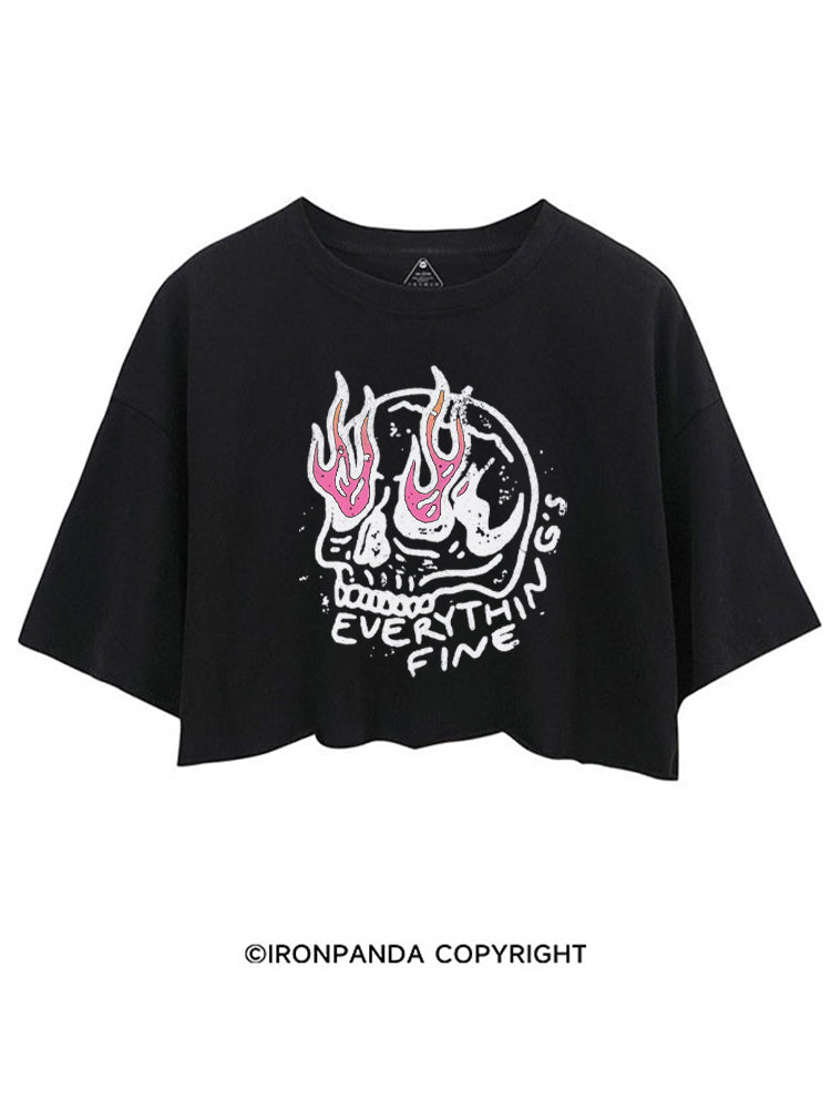 Everything is Fine Funny Skeleton CROP TOPS
