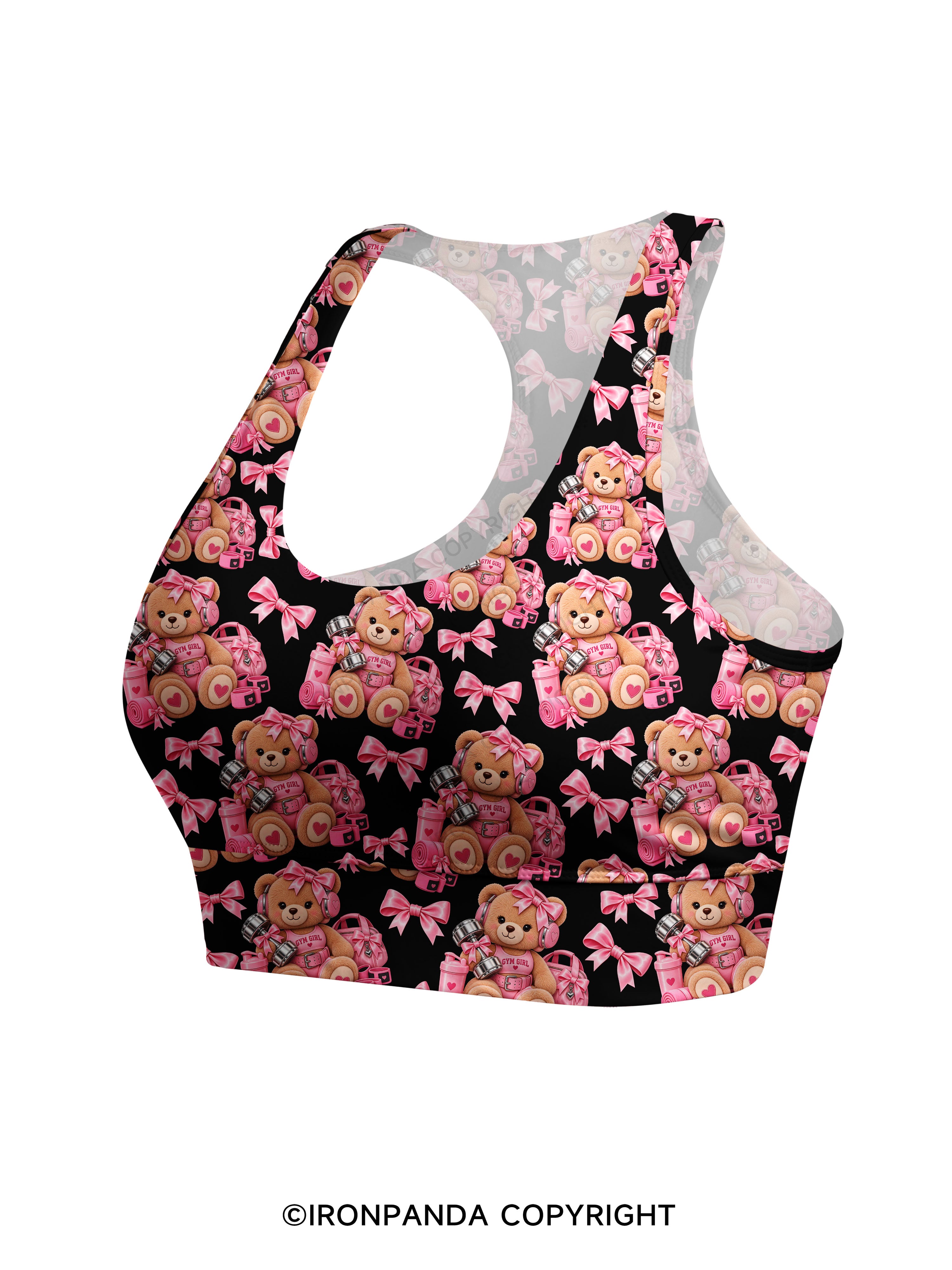 GYM GIRLIE TEDDY BEAR Racerback Sports Bra
