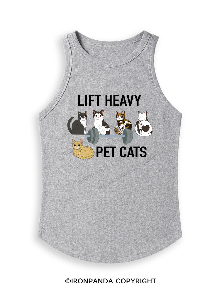 LIFT HEAVY PET CATS Fitted Tank Top