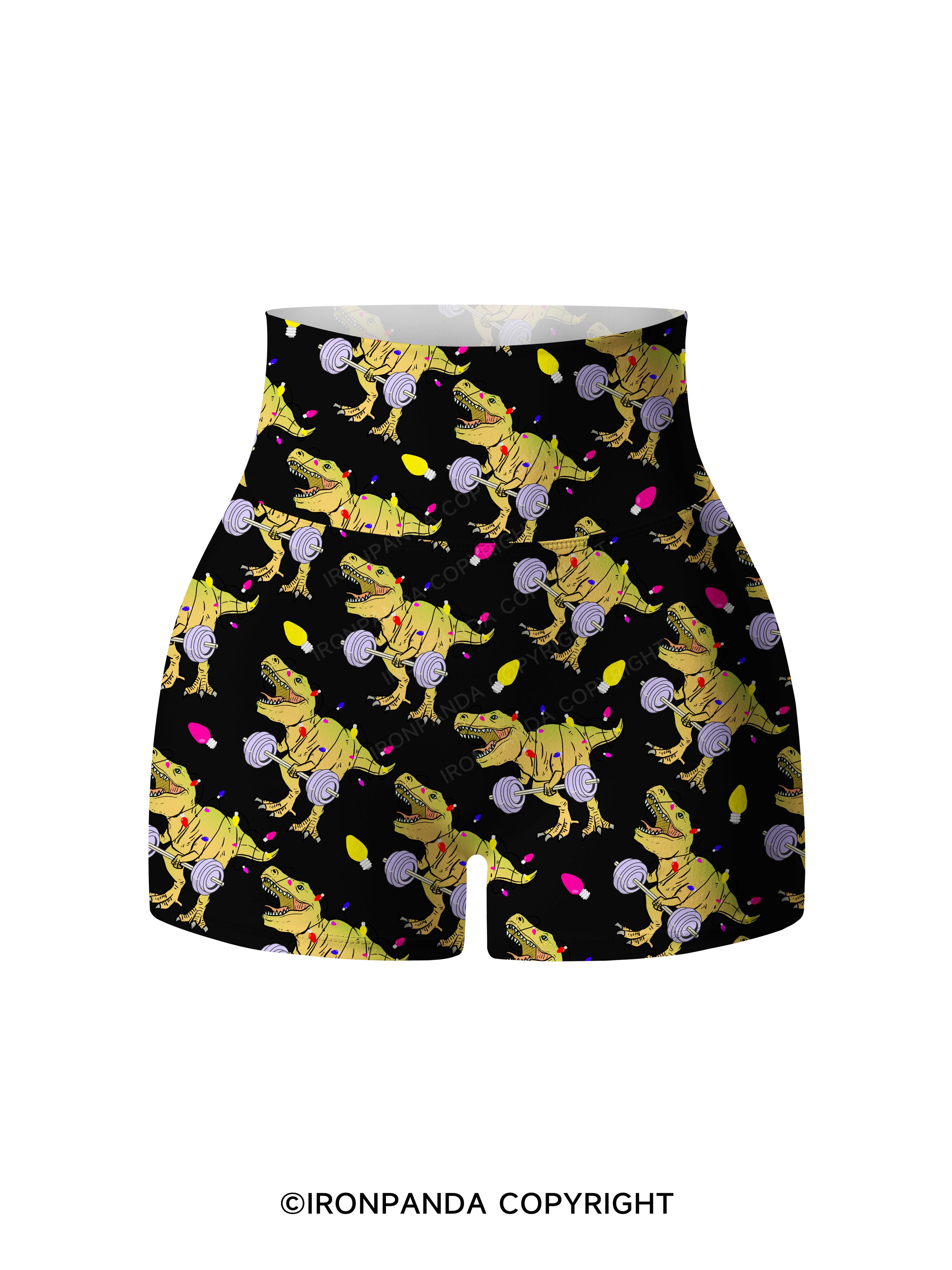Christmas Dinosaur Printed Yoga Shorts