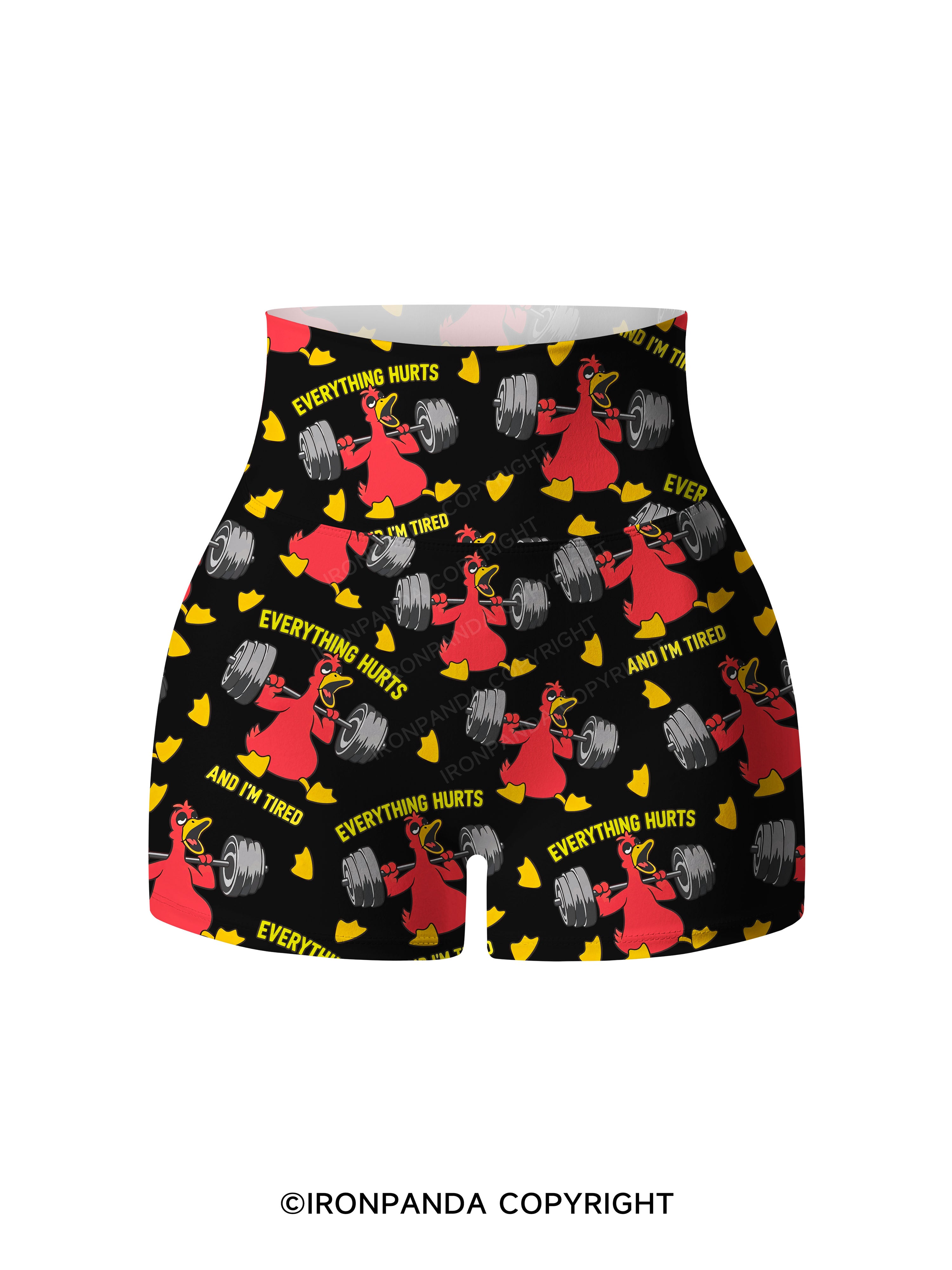 Everthing Hurts And I'm Tired Weightlifting Duck Printed Yoga Shorts