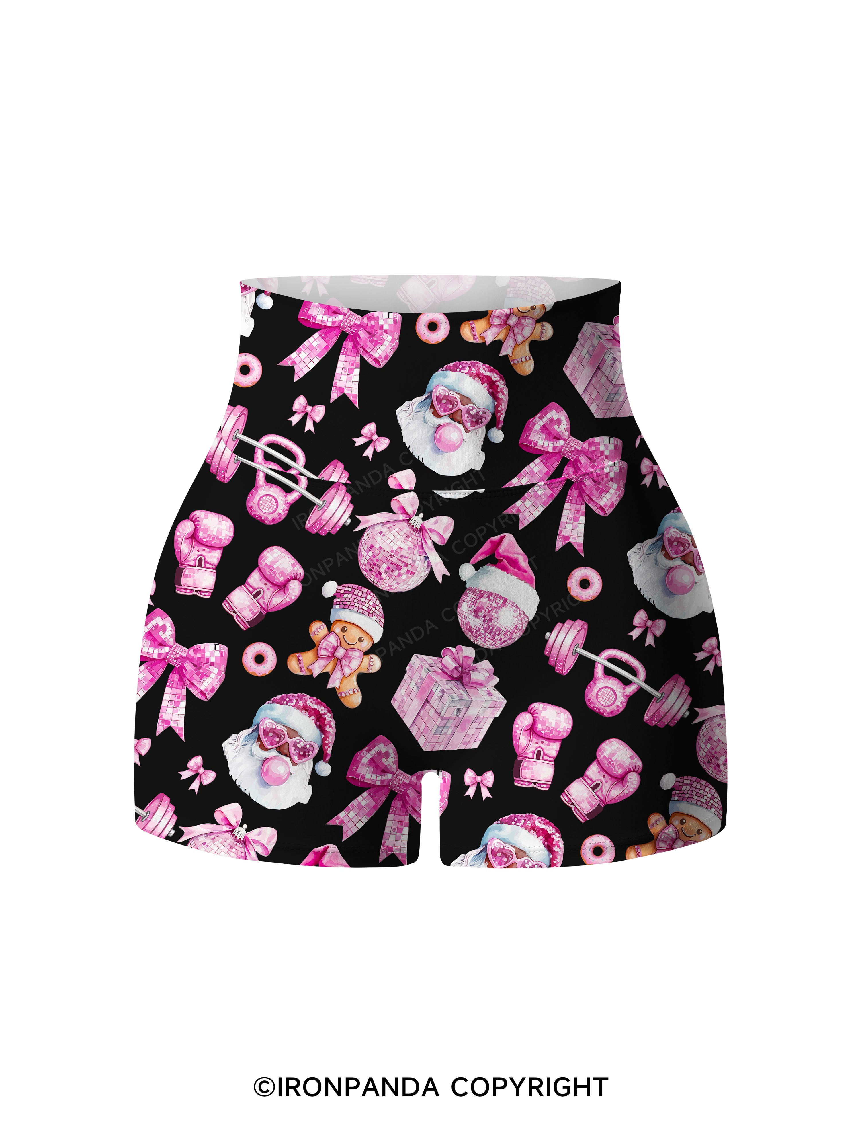 Holiday Hustle and Pink Glow Printed Yoga Shorts