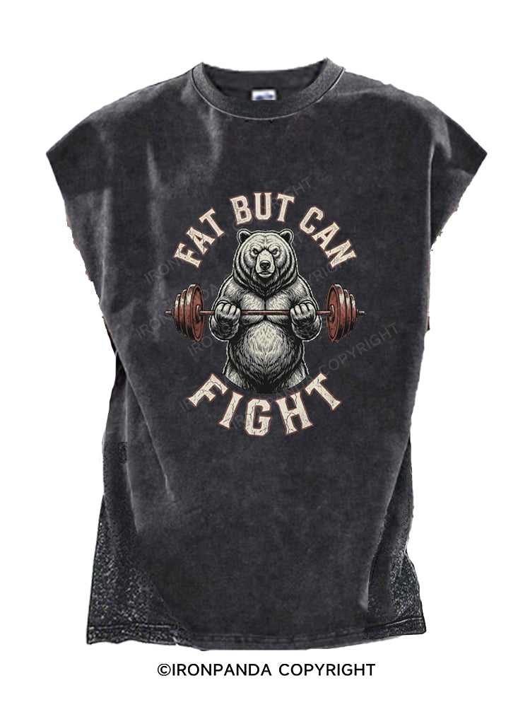 Fat But Can Fight Powerlifting Bear Cut Off Tank