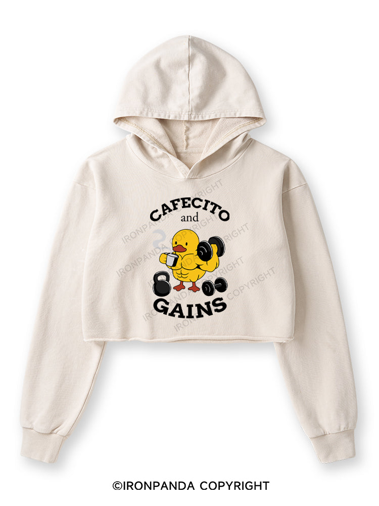 CAFECITO AND GAINS Washed Crop Hoodie