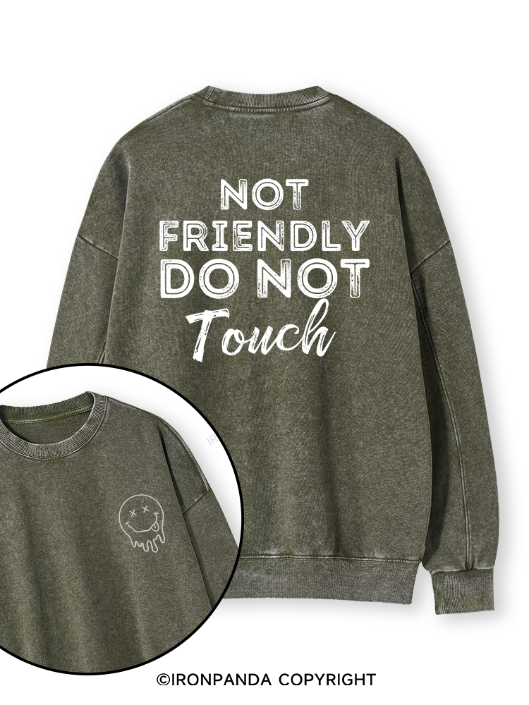 Not friendly, do not touch Double-Sided Printed Washed Sweatshirt