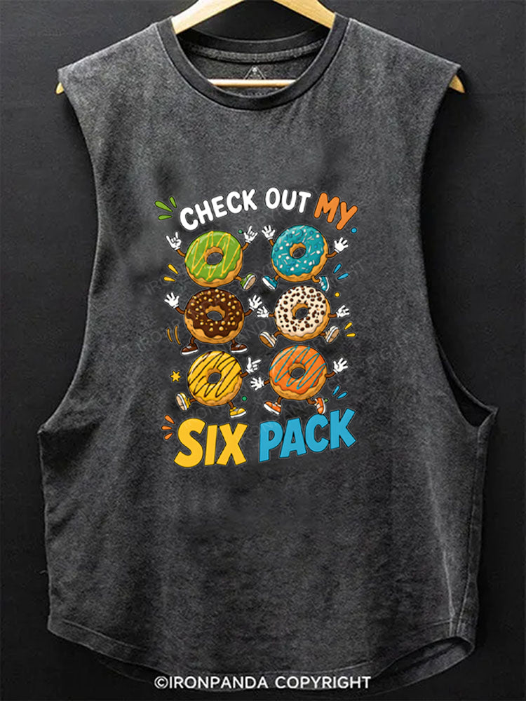 Check Out My Six Pack Donut Funny Gym Humor Scoop Bottom Cotton Tank
