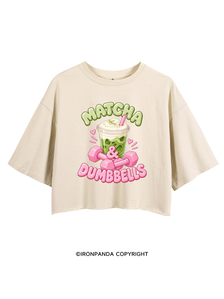 MATCHA & DUMBBELLS MATCHA GYM LOVER CROP TOPS