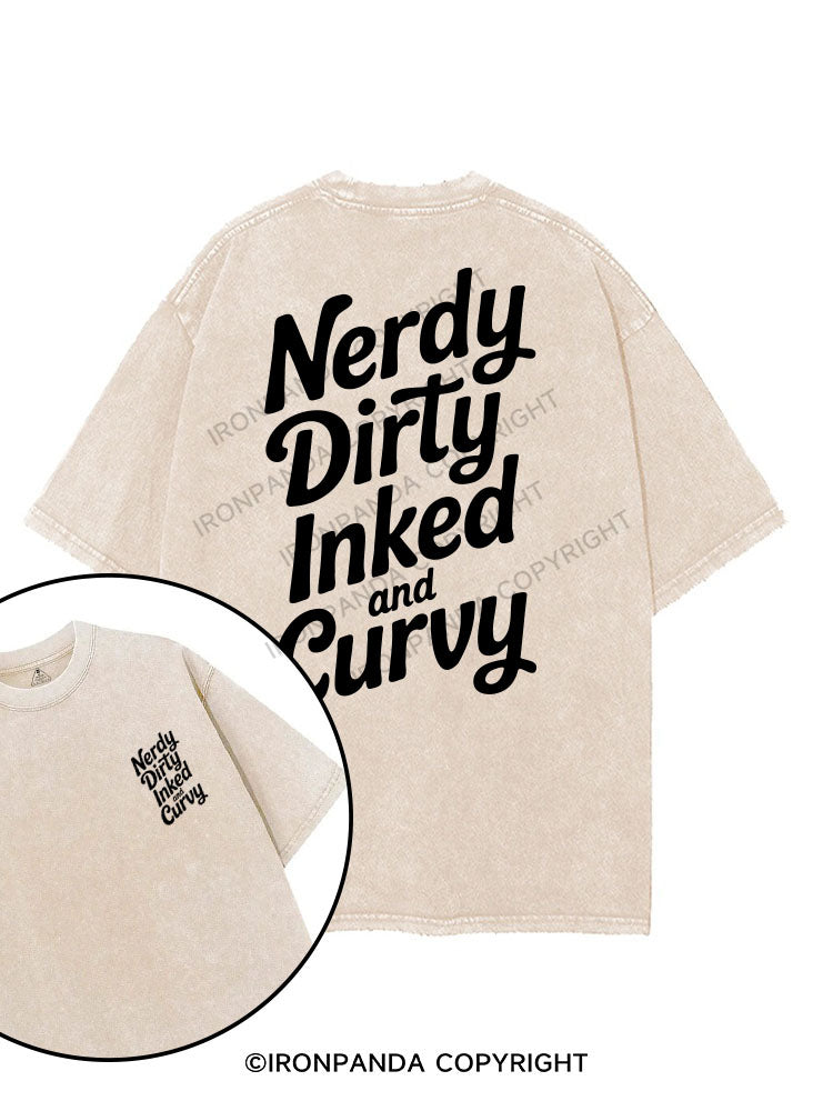 NERDY DIRTY INKED AND CURVY printed Gym Shirt