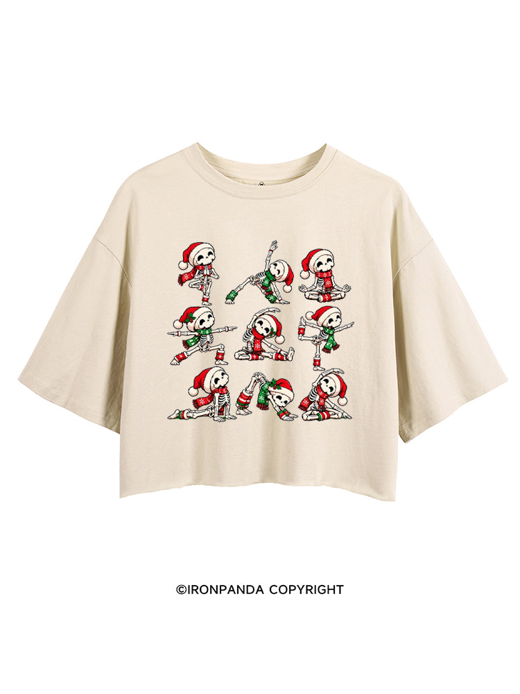 Yoga Skeleton Santa Hat Yogi CROP TOPS
