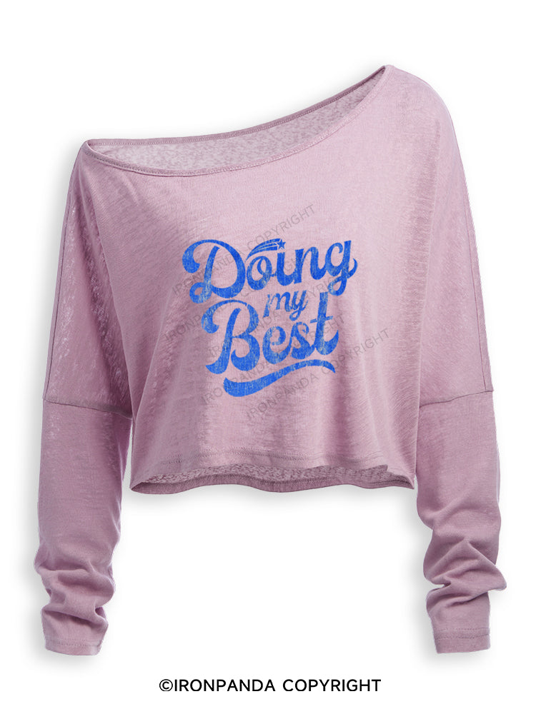 Doing My Athletic Best Off Shoulder Long Sleeve Crop Top