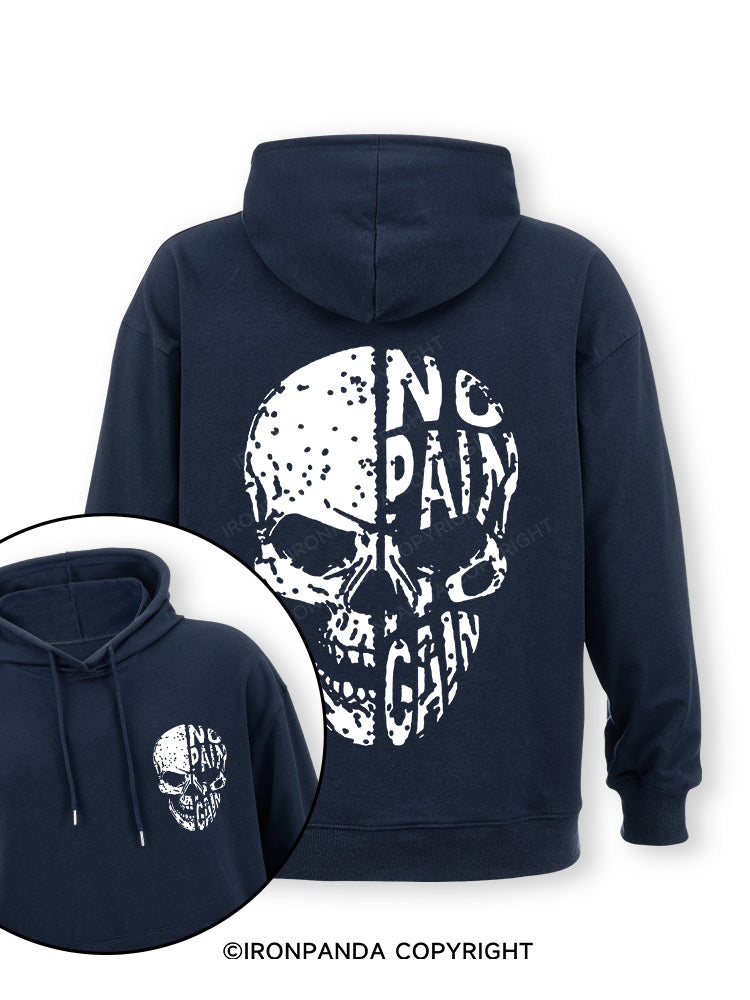 No pain No gain Skull Face Double-Sided Printed Classic Gym Hoodie
