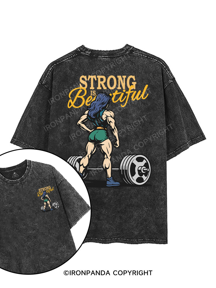 STRONG IS BEAUTIFUL printed Gym Shirt