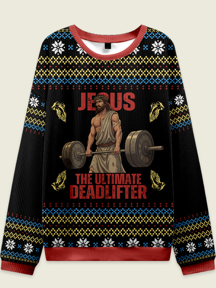 IRONPANDA Jesu The Ultimate Deadlifter Theme Ugly Sweater