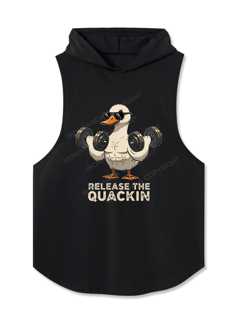 Release The Quackin Duck Dumbbells Hooded Tank