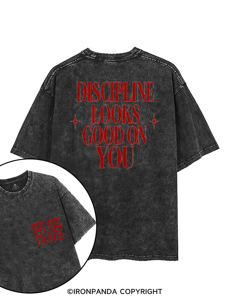 DISCIPLINE LOOKS GOOD ON YOU printed Gym Shirt