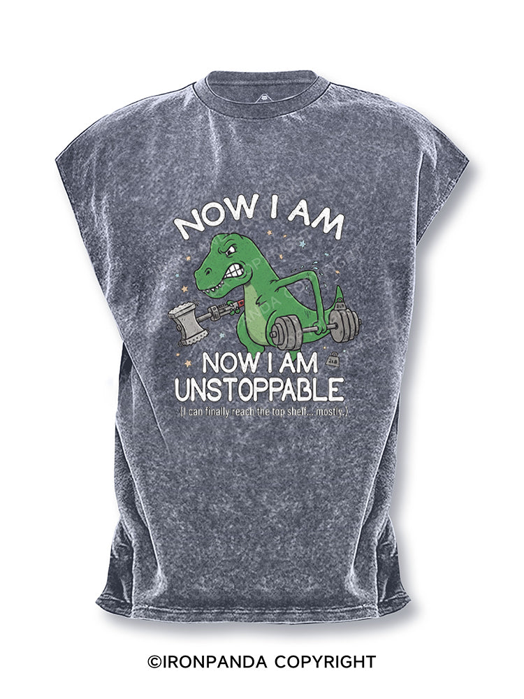 Now I Am Unstoppable T Rex Cut Off Tank