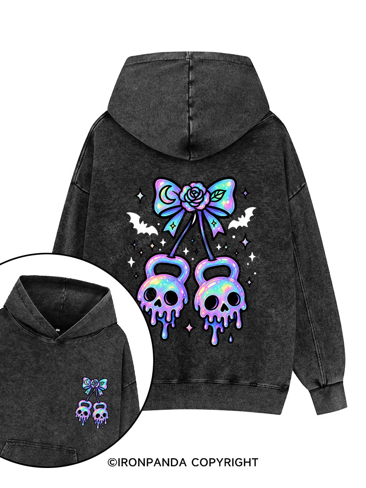 GHOST DRIP KETTLEBELLS Printed Washed Gym Hoodie