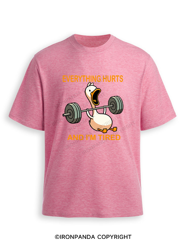EVERYTHING HURTS AND I'M TIRED DUCK Ultra Soft Heather T-Shirt