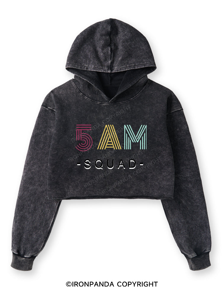 5 AM SQUAD Washed Crop Hoodie